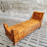 Antique chaise longue daybed Empire style walnut