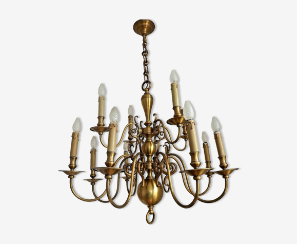 Lustre à effet bronze flamand flamand 2 niveaux