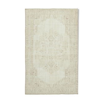 Tapis beige oriental unique en son genre fait à la main 191 cm x 314 cm