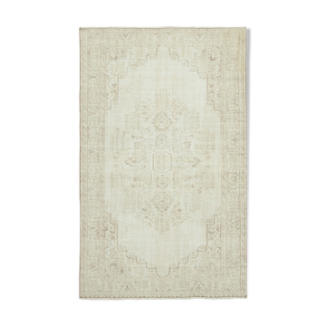 Tapis beige oriental unique en son genre fait à la main 191 cm x 314 cm