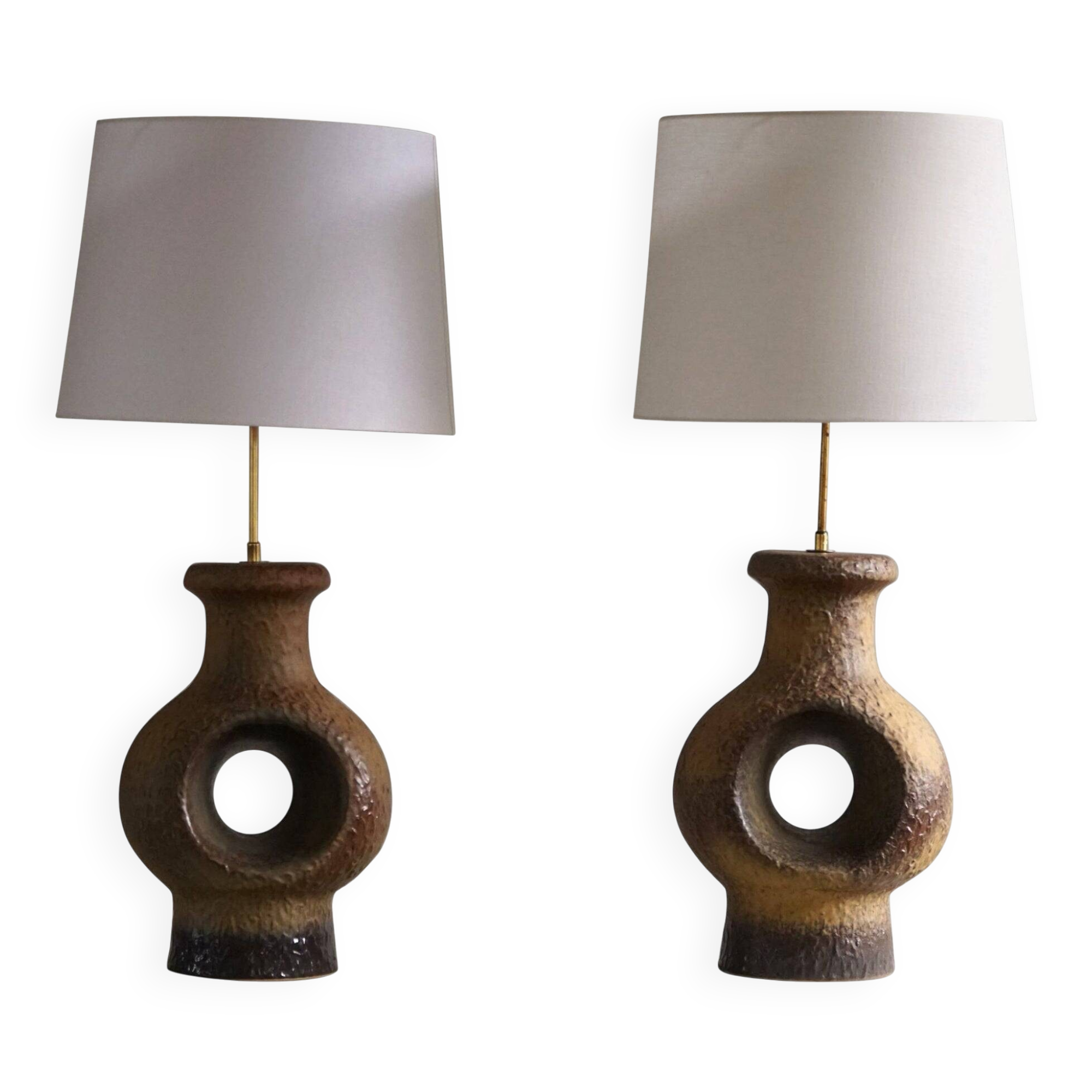 Modern Danish ceramic table lamp, large sizes, green/brown colours, 1960s.