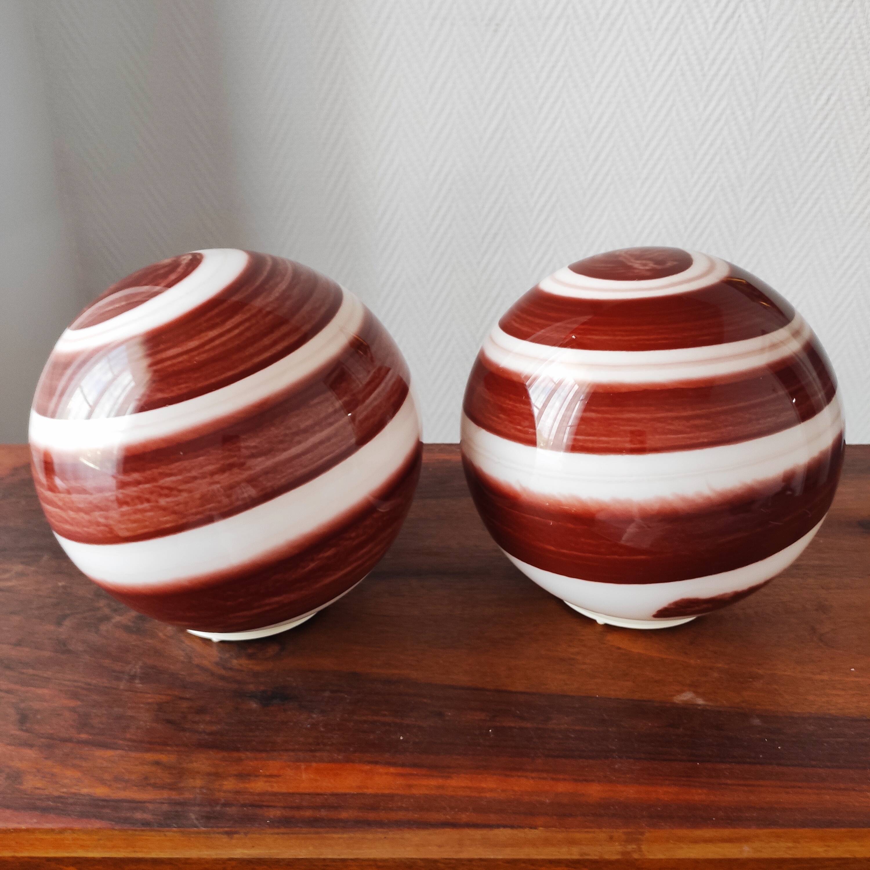 Pair of vintage 80-90 glass ball lamps