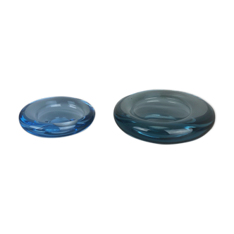 Set of 2 Glass Shell Bowl Elements by Per Lutken for Holmegaard. Denmark, 1960s