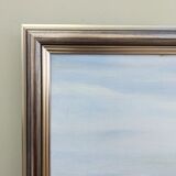 Peinture à l’huile de paysage de style naïf suédois du milieu du siècle, encadrée
