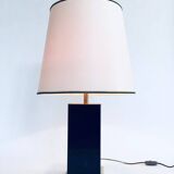 Hollywood Regency Style Black & Gold Square Table Lamp, 1970s