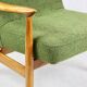 Vintage armchair GFM 300-202 designed by J. Kedziorek, 1970s loft style, green boucle - 2 pieces available.