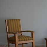 Pair of Art Deco armchairs in oak and fabric, Danish cabinetmaker, 1940s