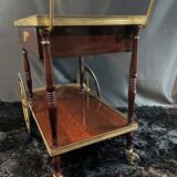 Rolling bar cart, bar trolley, bar rolling in varnished mahogany and brass