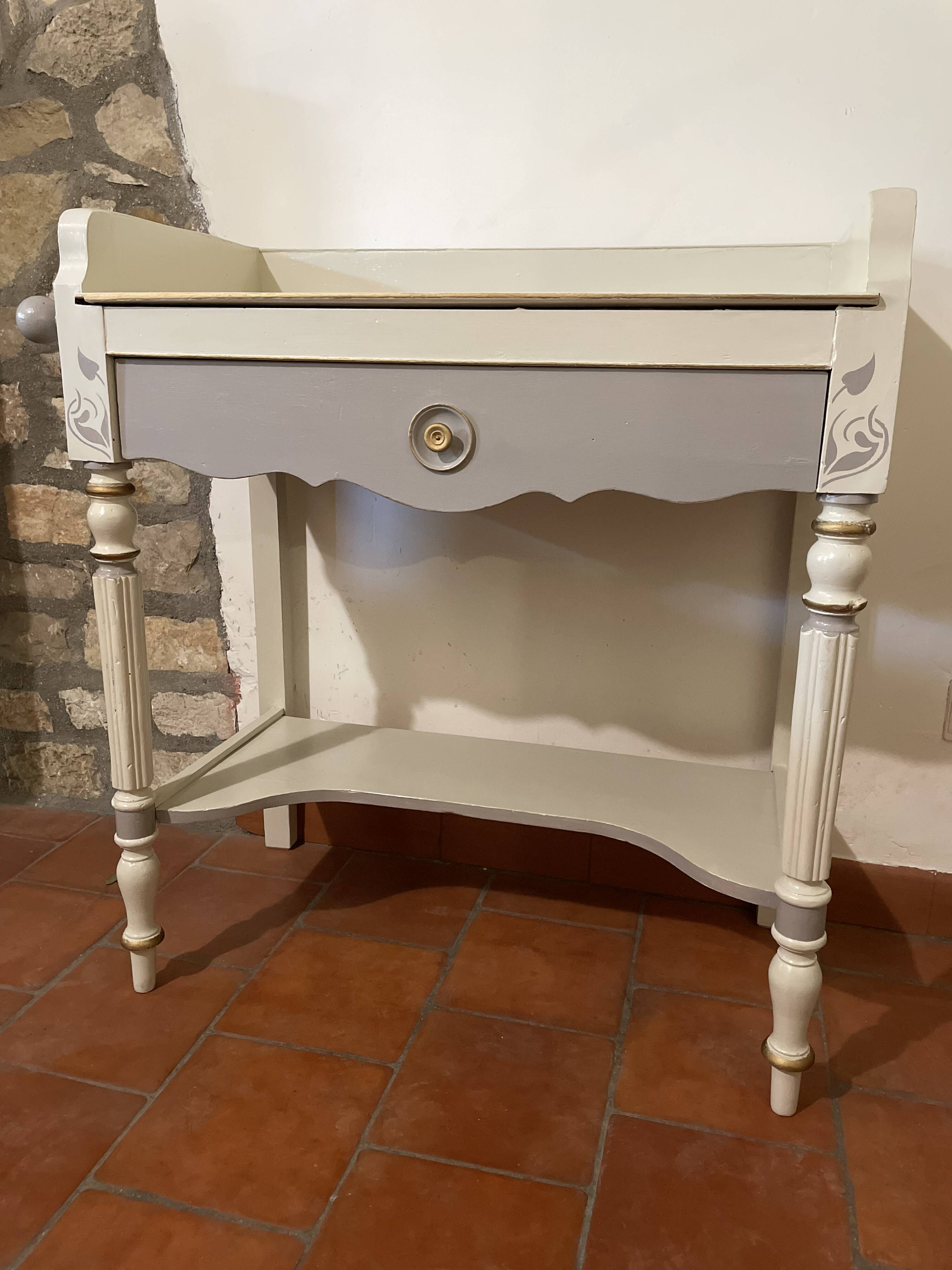 Desserte ou petit bureau beige et taupe