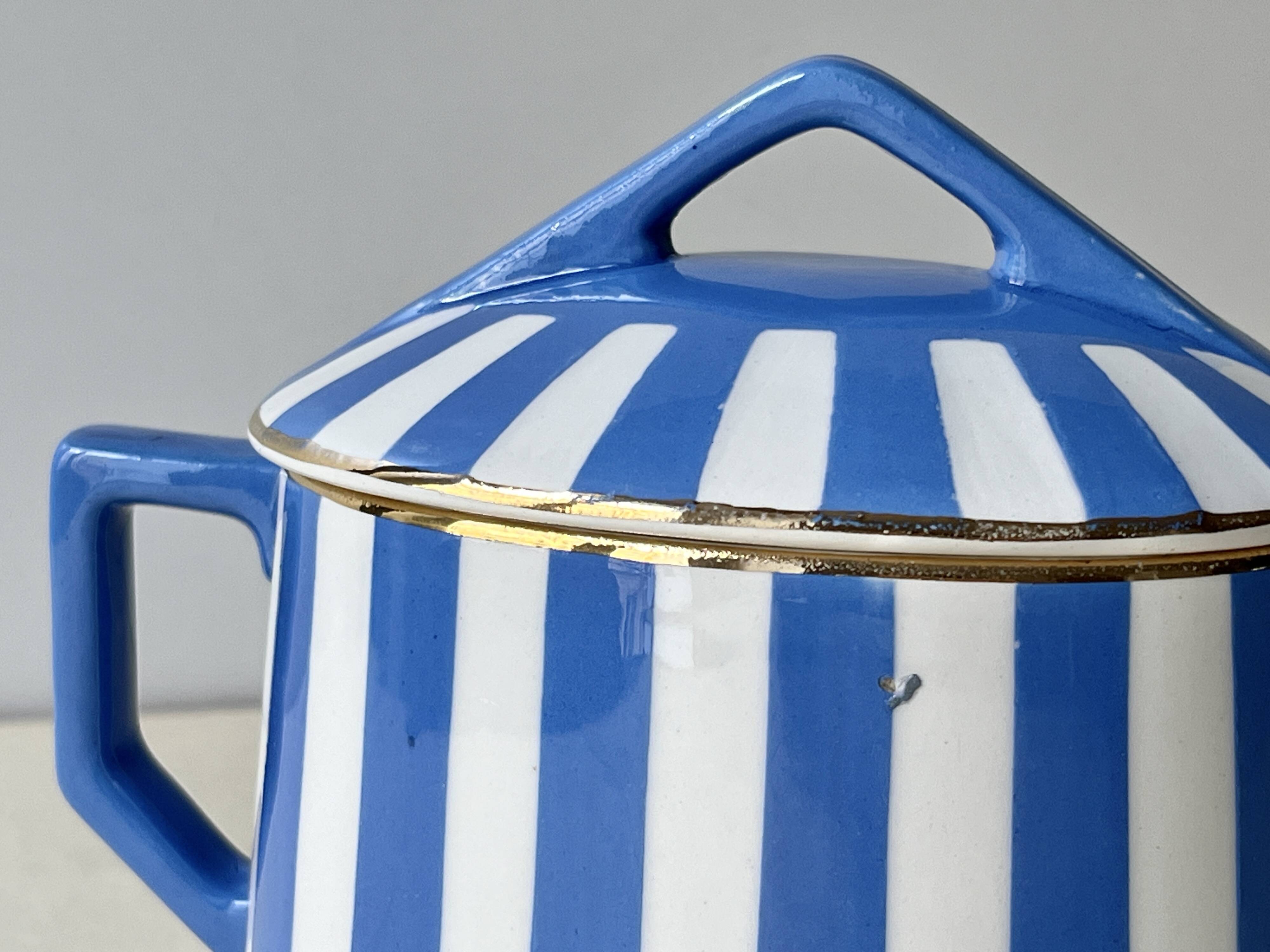 Fox trott sugar bowl from sarreguemines, 1930s, vintage art deco earthenware