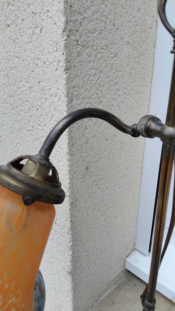 Lampe col de cygne abat jour tulipe pate verre vannes ancienne vintage