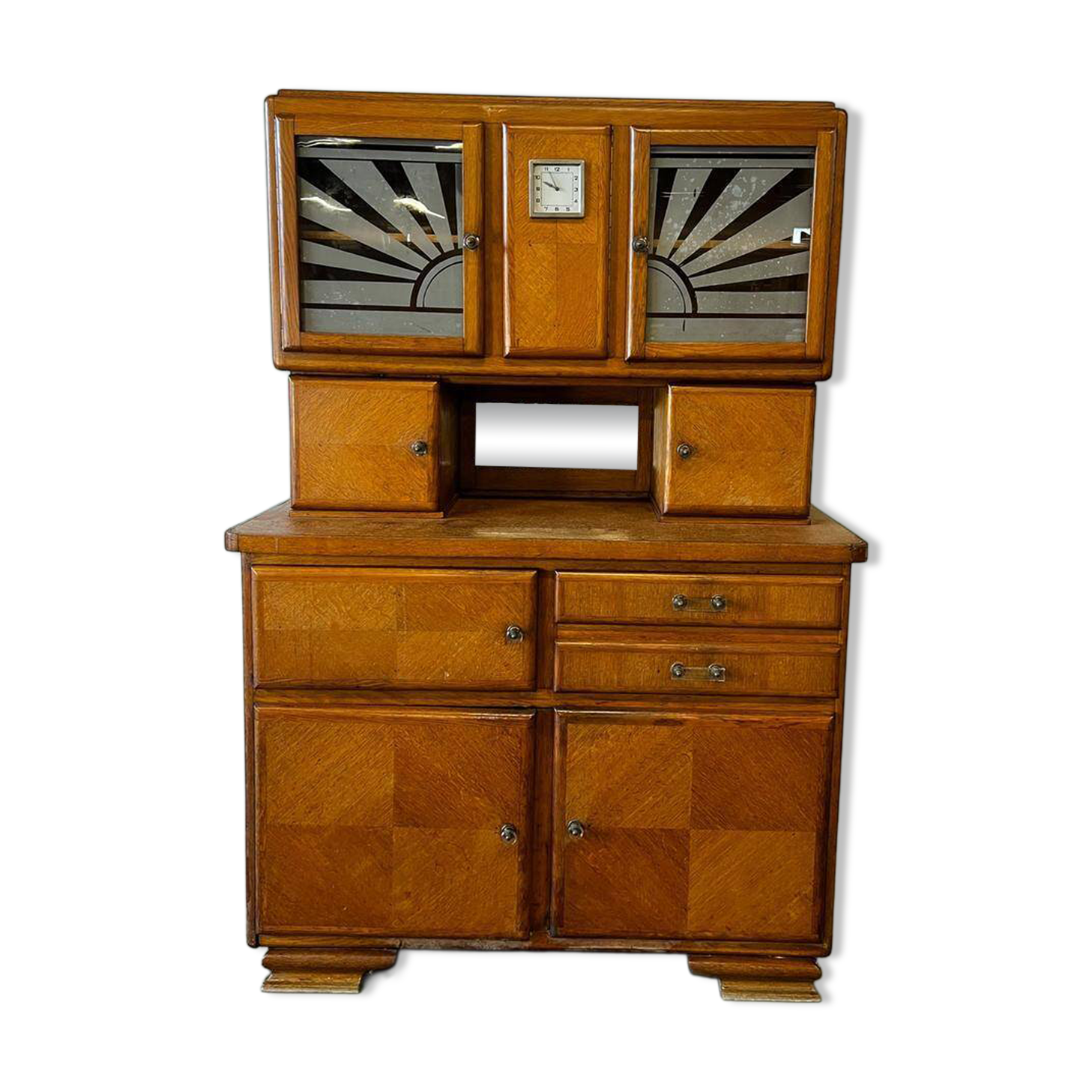Vintage wooden wardrobe / display cabinet with Art Deco accents
