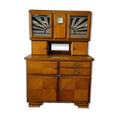 Vintage wooden wardrobe / display cabinet with Art Deco accents
