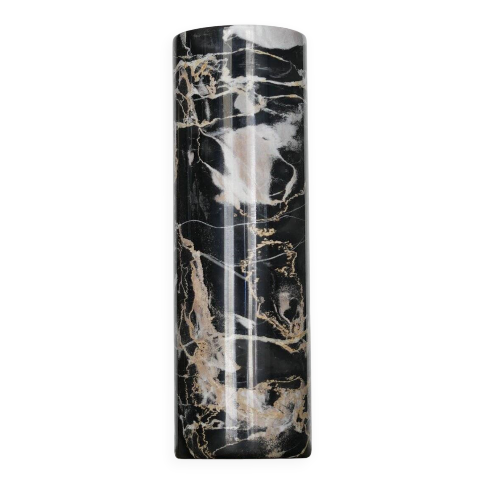 Vase en marbre Portoro noir et doré par Angelo Mangiarotti pour Skipper, années 70.