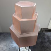 Ancien plafonnier Skyscraper lampe à poser globe verre rose Bahaus Art