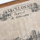Serigraphie sur toile de Barcelone vintage reproduction d' une gravure du XVIIIe siècle