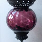 Lantern suspension blown glass purple and metal