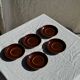 Set of 6 vintage brown glazed ceramic espresso cups with saucers.