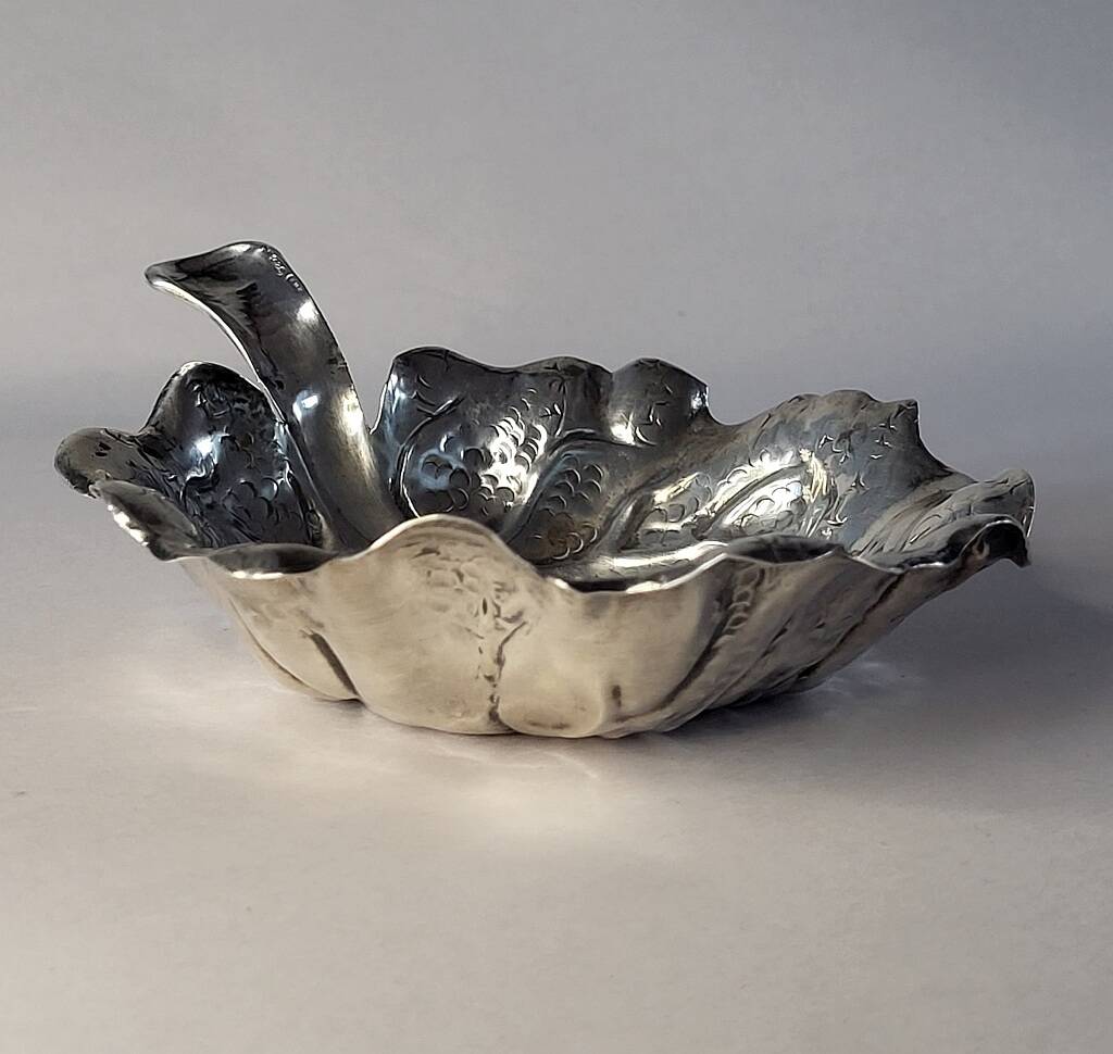 Fratelli Lisi Sterling Silver Leaf Shaped Dish Italian