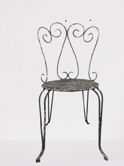 Pair of wrought iron garden chairs