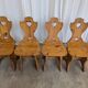 Vintage Alpine Wooden Chairs (Set of 4) Heart Cut-Out