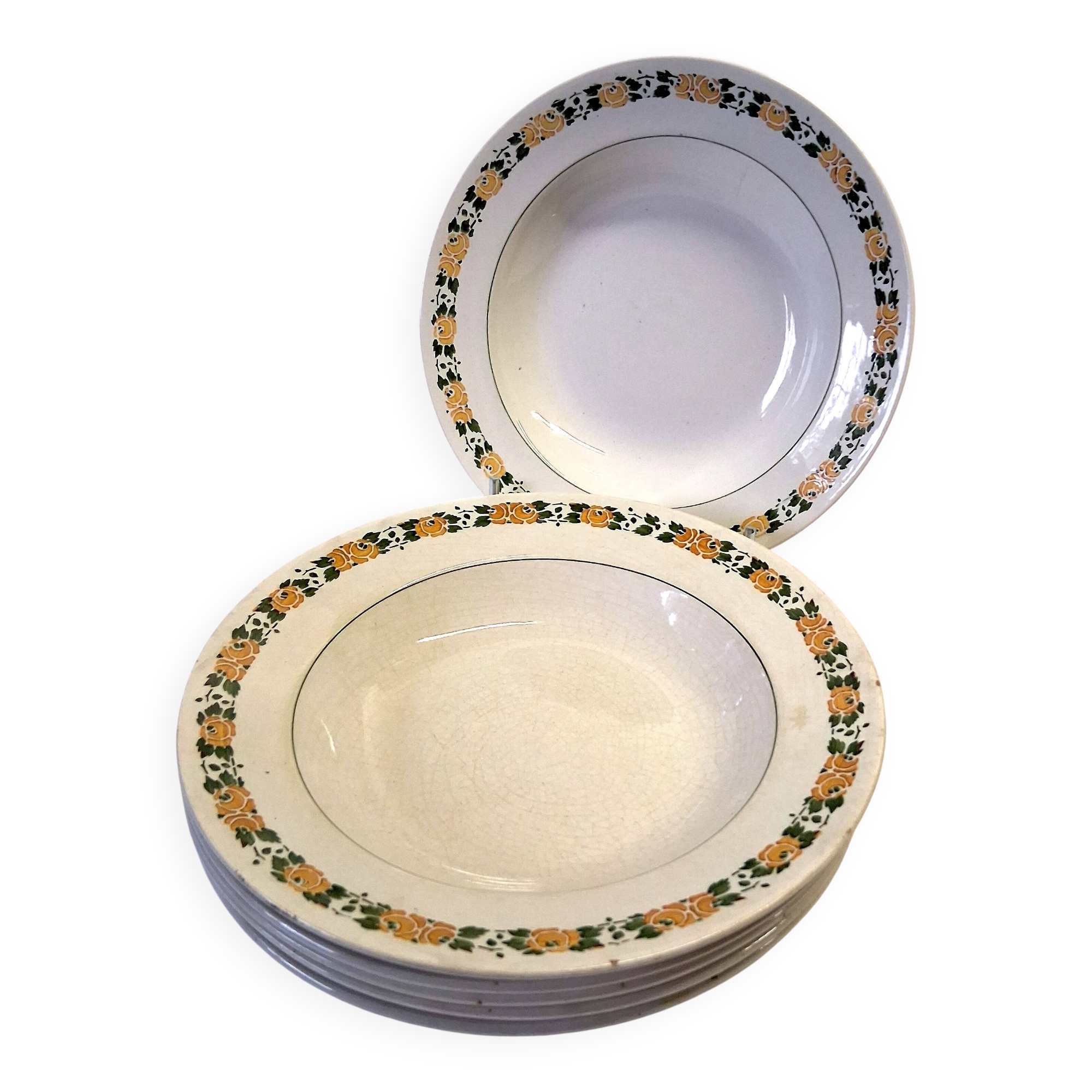 6 antique Villeroy & Boch soup plates in good condition