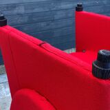 Red foam and fabric armchair banquettes by Sitland, 1970.