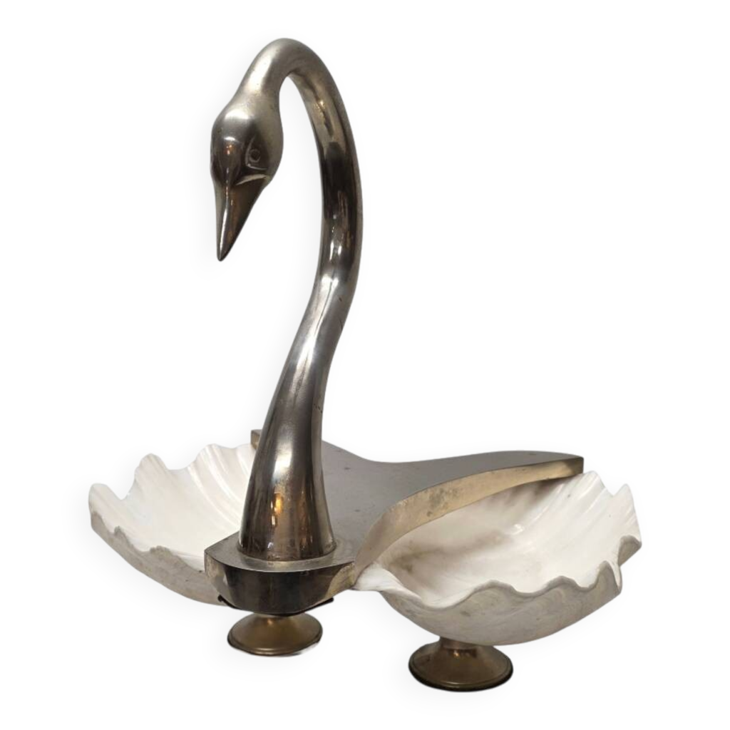 Paire de cache pots cygnes, laiton, vintage - Acolytes Antique
