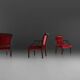 Empire‑Style Armchairs in Wood and Red Velvet, Belgium ca. 195