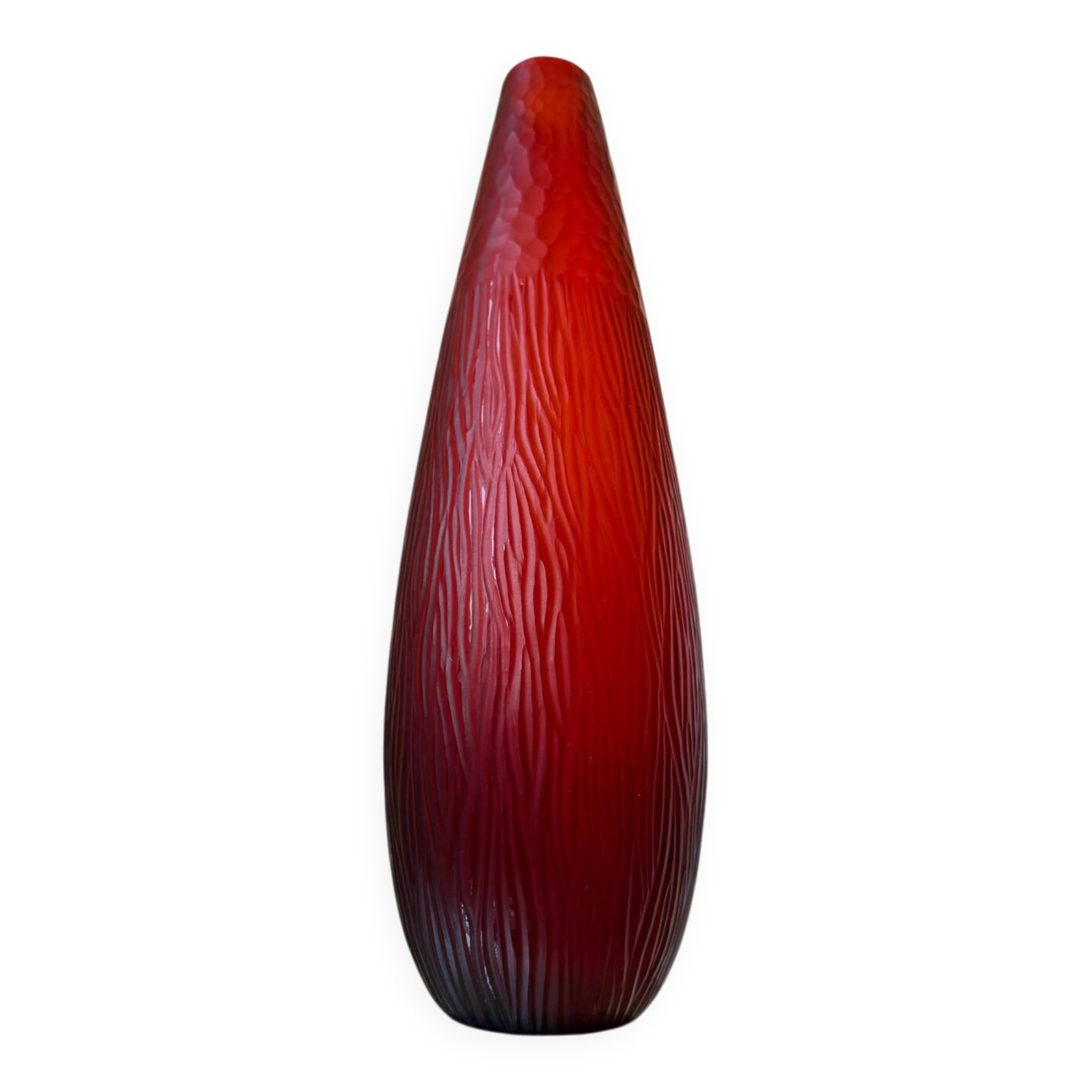 Art Deco style red glass vase