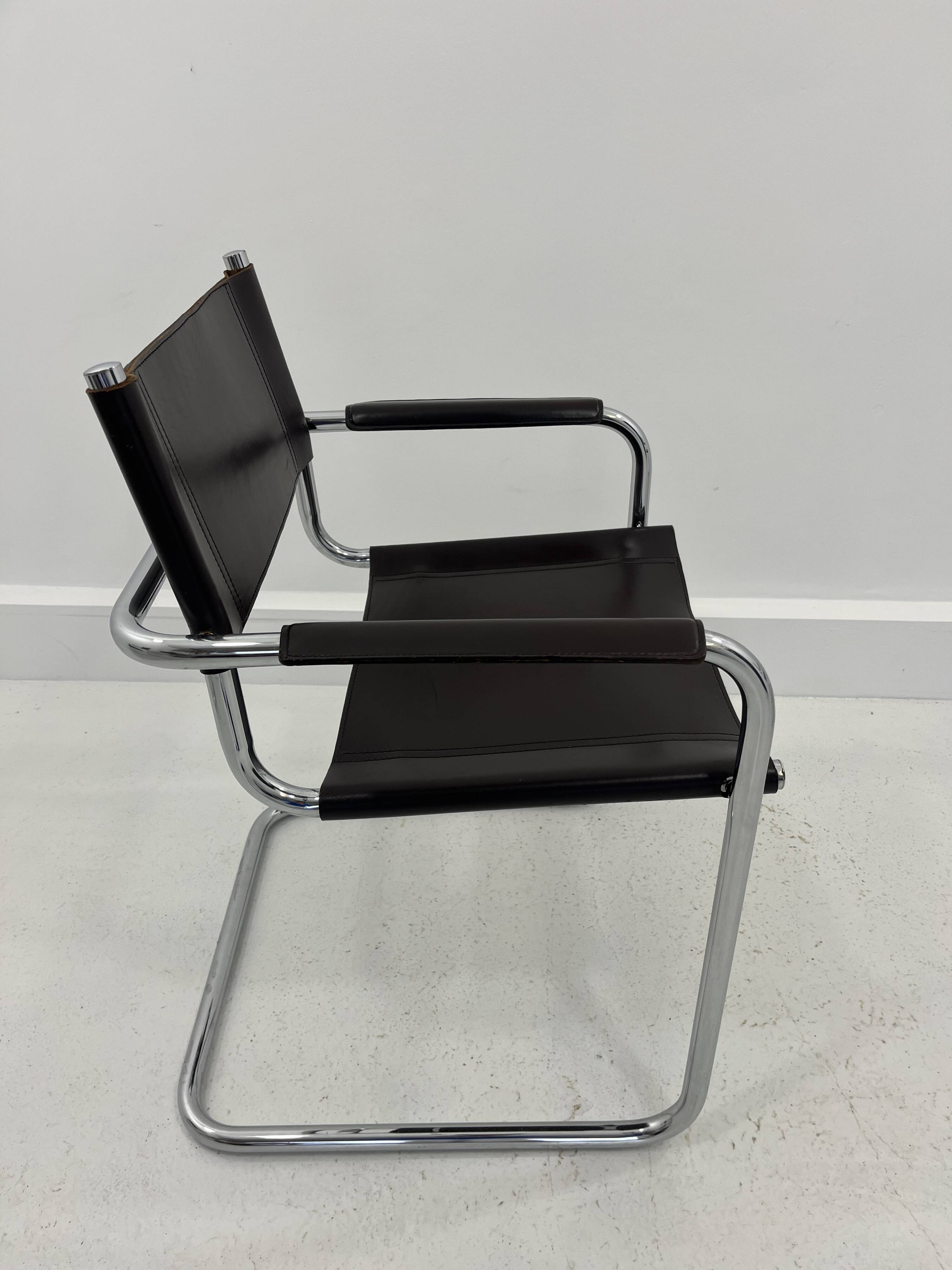 Leather Chairs, Italy, 1970s, Set of 4 ,dark brown