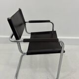 Leather Chairs, Italy, 1970s, Set of 4 ,dark brown