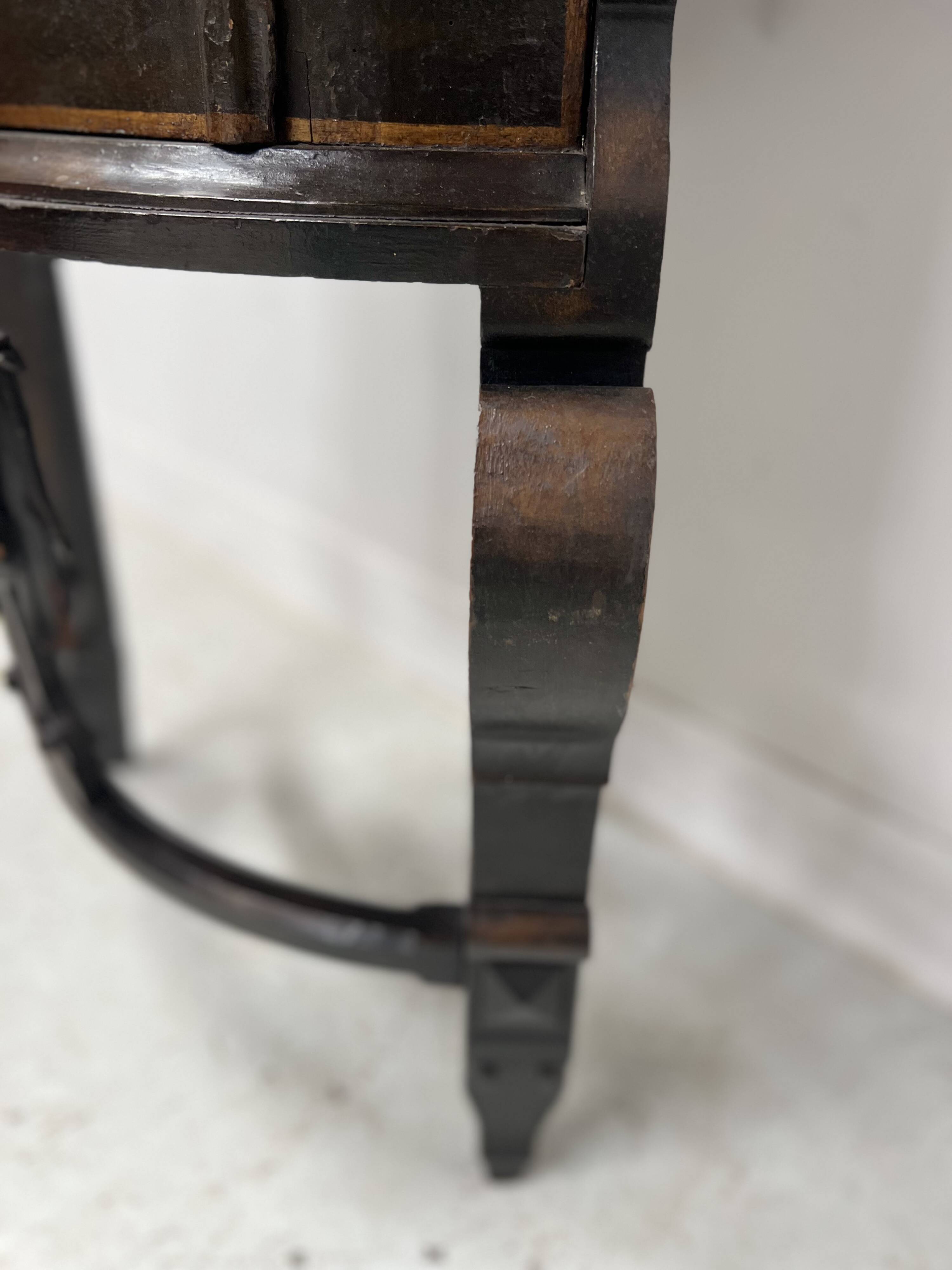 Half-moon corner cabinet decorated with a biblical scene, 19th century