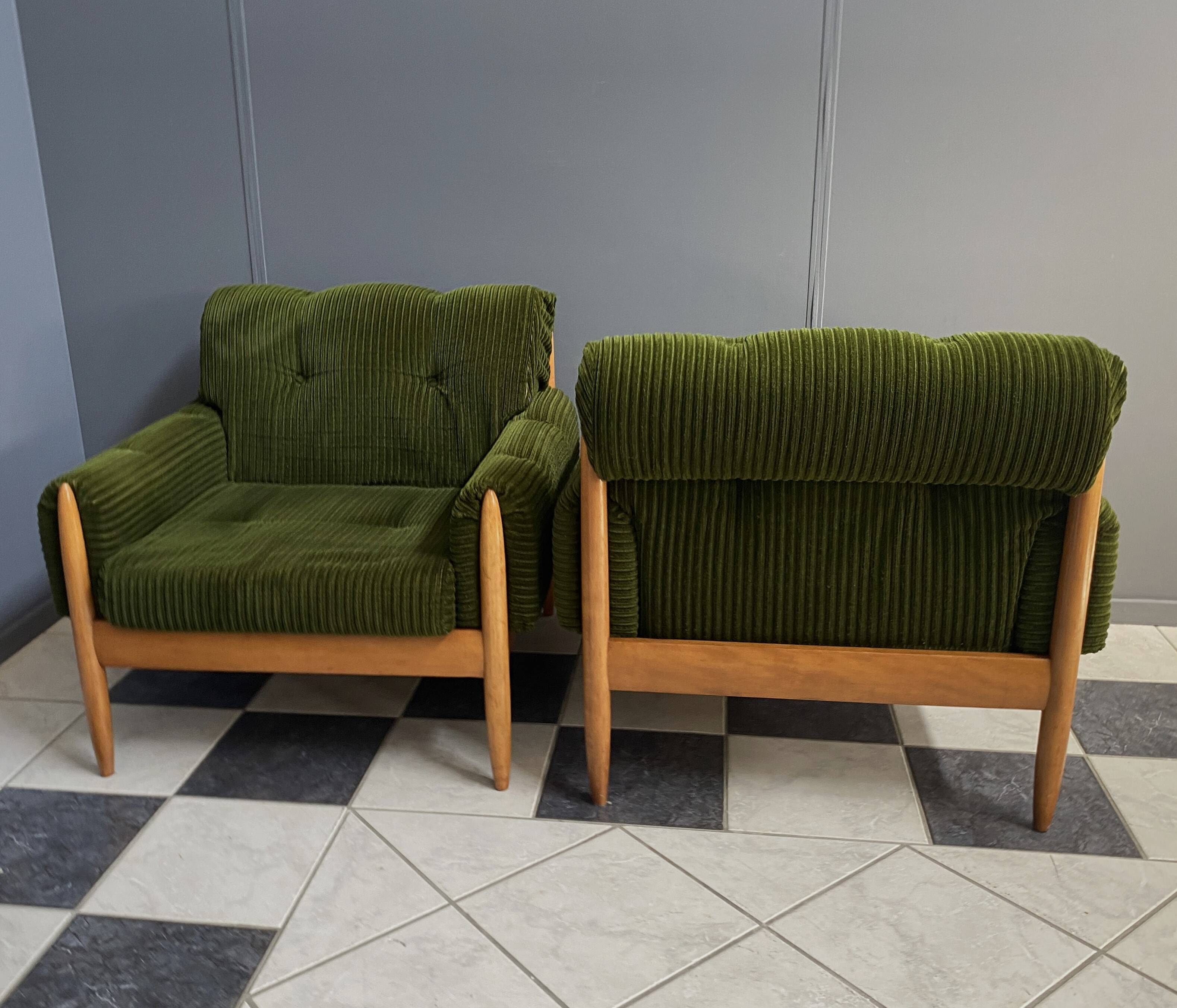 Set of 2 green relax chairs 1960s