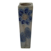 Square stoneware ceramic vase signed Jean Claude Monange