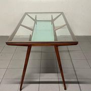 1950s Italian Wooden Table with Double Glass Top