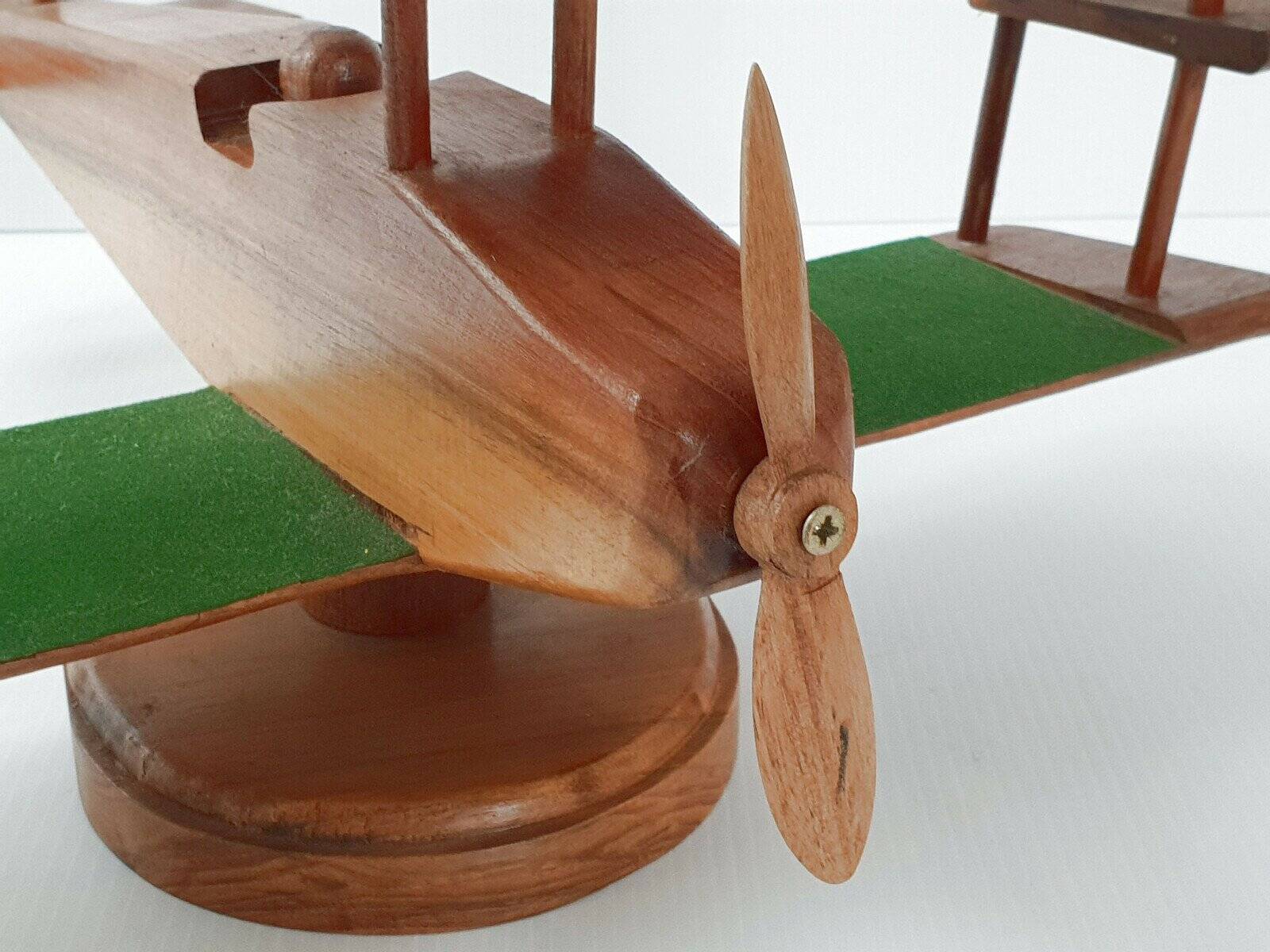 Vintage teak airplane on a stand - 1960s
