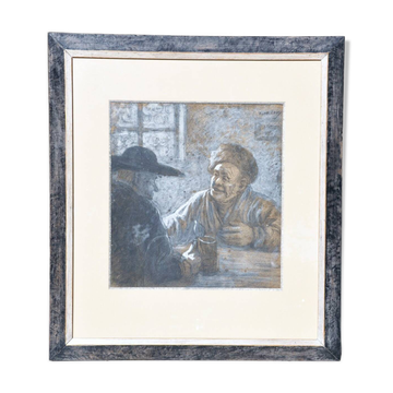 Alphonse Lévy known as Alan Levy original pastel tavern scene