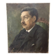 Portrait painting of a man with green eyes and mustache signed 1904