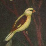 Painted canvas depicting animals on an exotic background. Contemporary.