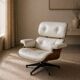 Charles and Ray Eames & Mobilier International - White leather lounge chair and rosewood
