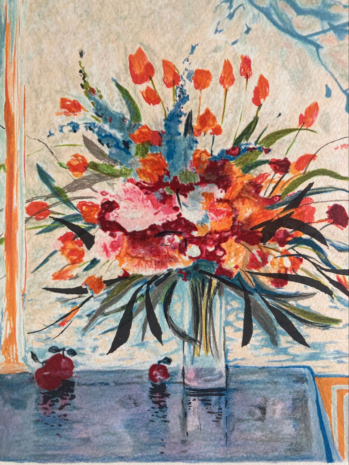Lithograph (EA) signed by Michel Henry - Bouquet at the Window