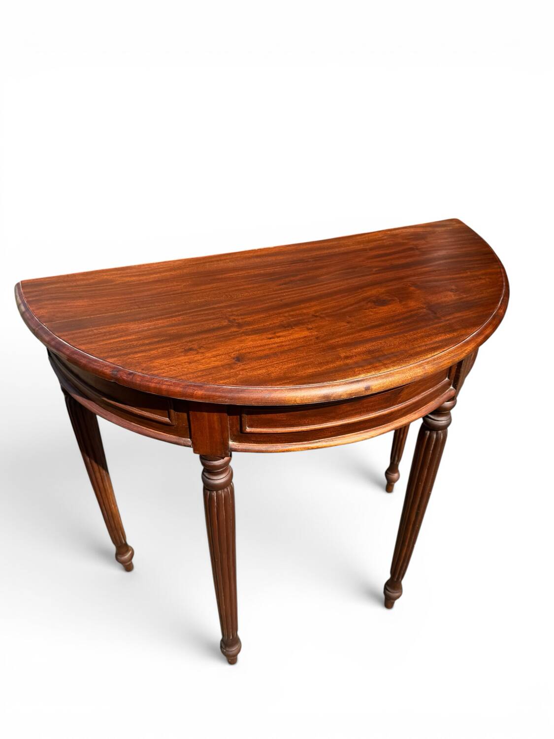 Small demi-lune console – solid mahogany – Louis XVI style