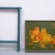 Turquoise Owl cross legs Serving table 1950s