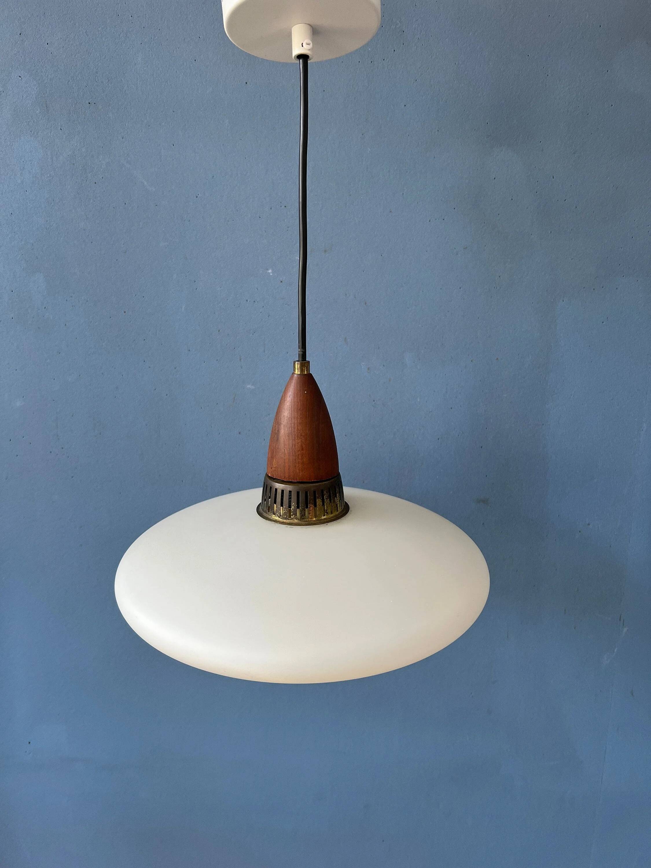 Suspension en verre opalin (style Philips) - Louis Kalff