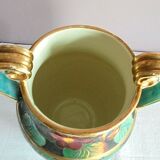 Vase Vallauris Deco hand Patterns flowers with gilding