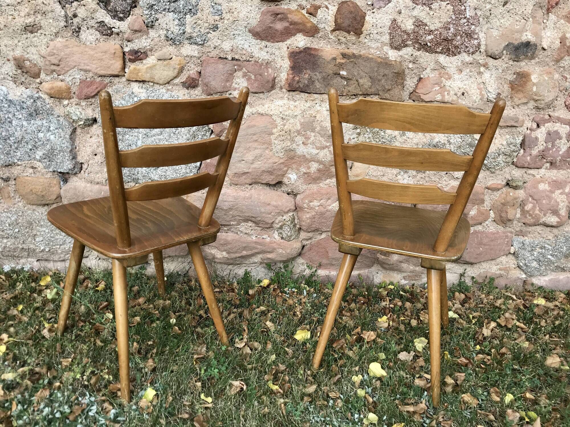 Series of 20 Scandinavian chairs or vintage wooden bistro