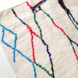 Moroccan Berber carpet azilal ecru with colorful patterns 232x162cm
