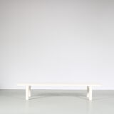 1970s White metal slat bench from the Netherlands