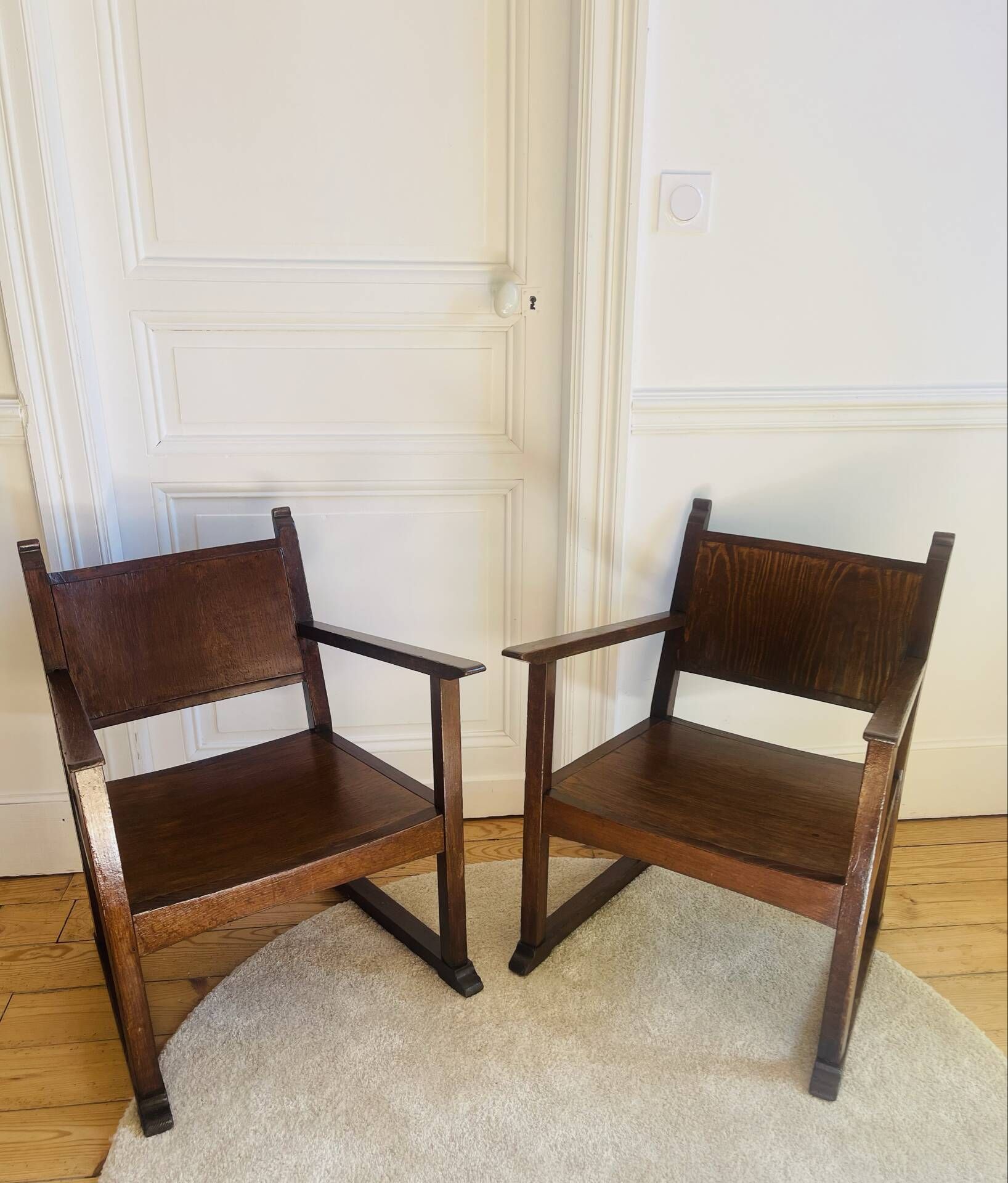 Art Deco wooden armchairs